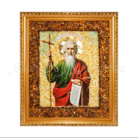 Икона св. Андрей Первозванный (рост), янтарь купить в Санкт-Петербурге