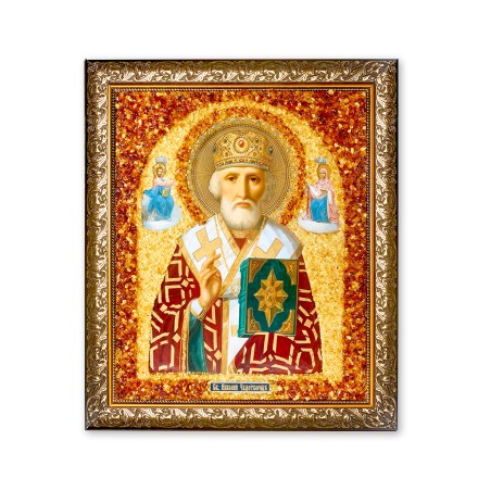 Икона св.Николай Чудотворец, янтарь купить в Санкт-Петербурге