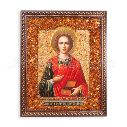 Икона из Янтаря св. Пантелеймон купить в Санкт-Петербурге