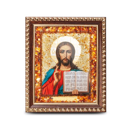 Икона из Янтаря Спаситель купить в Санкт-Петербурге