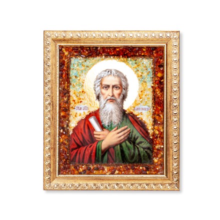 Икона  св. Андрей Первозванный (лик), янтарь купить в Санкт-Петербурге