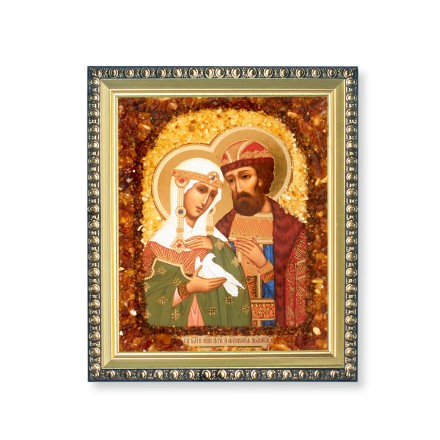 Икона из Янтаря св. Петр и Феврони(лики) купить в Санкт-Петербурге