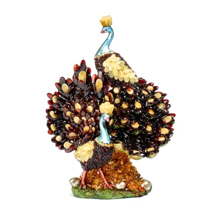 Павлины на подставке Янтарь/полистоун купить