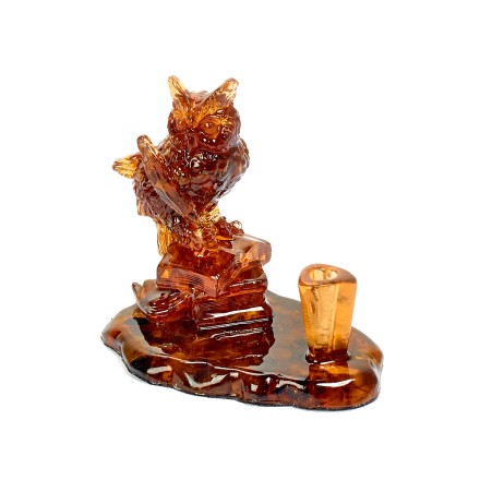 Подставка для ручки &quot;Сова с книгами&quot; из Янтаря и эпоксидной смолы купить