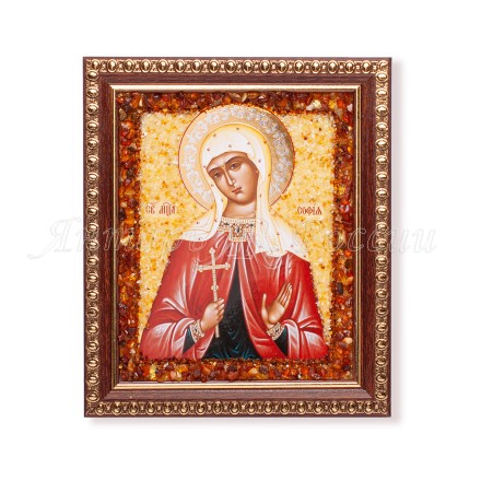 Икона из янтаря св.София купить в Санкт-Петербурге
