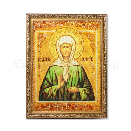 Картина-Икона св.Матрона, янтарь купить в Санкт-Петербурге