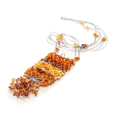 Чехол плетёный для карт/ключей на шнурке, янтарь купить