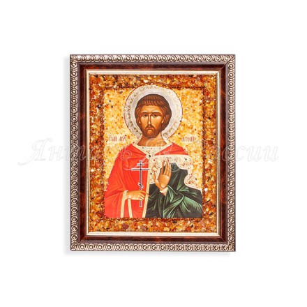Икона из Янтаря св.Евгений купить в Санкт-Петербурге