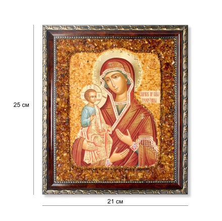 Икона из Янтаря БМ Троеручицы 21х25 см купить